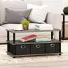 Coffee Table, 31.22D x 15.5W x 15.8H in, French Oak Grey/Black/Black 1