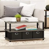 Coffee Table, 31.22D x 15.5W x 15.8H in, French Oak Grey/Black/Black 1