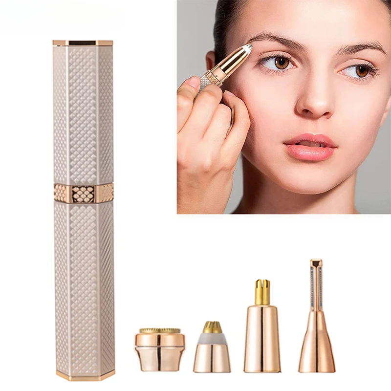 Electric Razor for Women 4 In 1 Lady Shaver Eyebrow Trimmer Nose Hair Epilator Rechargeable Eyebrow Trimmer Hair Removal