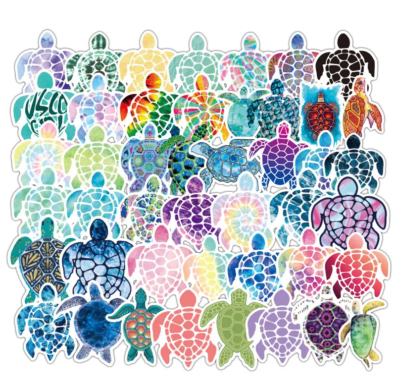 50PCS Mixed Size Vinyl Sticker Pack Turtle Sunflower Butterfly Design Waterproof DIY Stickers for Laptop Guitar Suitcase Decor