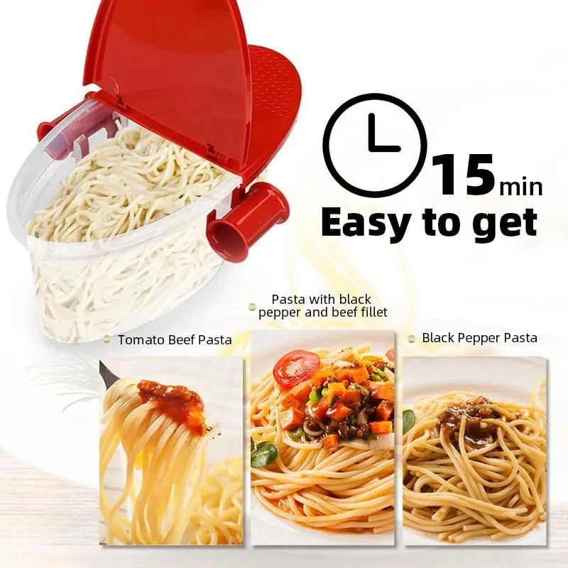 New Microwave Pasta Maker Pasta Cooker Heat Resistant PP Boat Microwave Steamer Boat Strainer Kitchen Tools