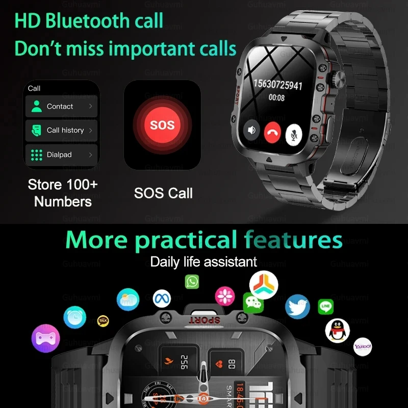 2024New For Xiaomi Military Smart Watch Men IP68 5ATM Outdoor