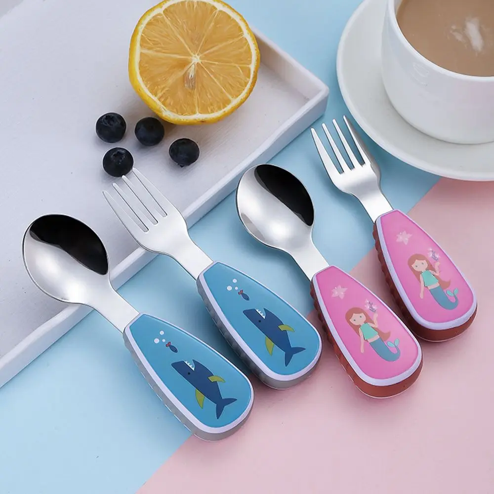 

Portable Cutlery for Kids Spoon Fork Set For Children Feeding Food Training Spoon Dessert Spoon Children's Tableware Set