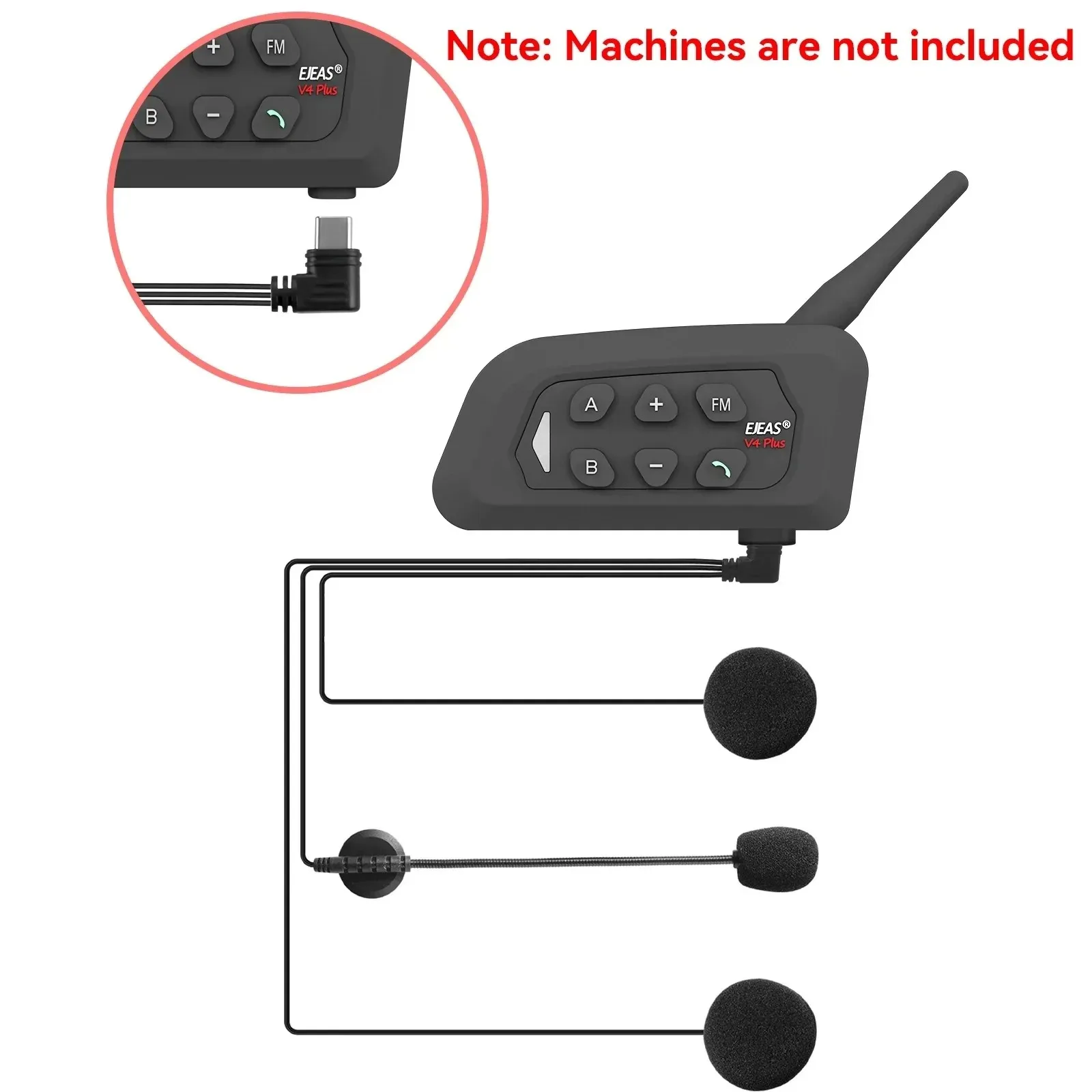 EJEAS V6 PRO + /V4 Plus Original Motorcycle Helmet Interphone Microphone Speaker Headset with Mounting Clips Double-Sided Tape