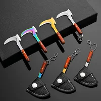 Fade Titanium  Keychain Knife Sickle Stainless Steel Sharp Blade Mini Axe  Outdoor Camping Survival Tool EDC 2