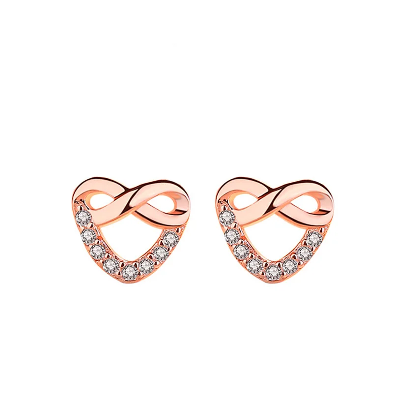 

Authentic 925 Sterling Silver Earring Simple Love Heart Rosette Stud Earring For Women Girl Wedding Party Jewelry Gift
