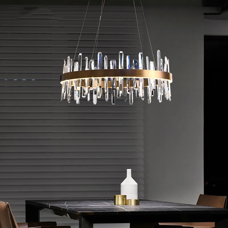 

Современсветильник шная хрустальная люстра для гостиной, виллы, отеля, спальни, ресторана, круглые овальные подвесные трехцветные светильники