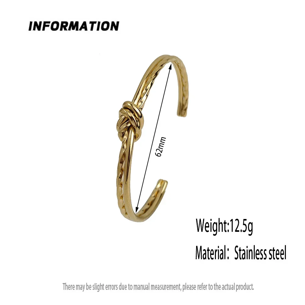 New C-shaped Knot Double Color Braided Wrap Bangles for Women Stainless Steel Jewelry Gold Silver Bracelets Valentine's Day Gift 6