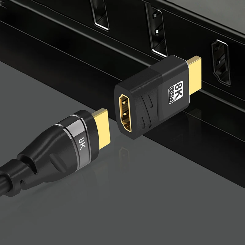 Ultra HD HDMI 2.1 Right Angle Adapter - Male to Female Connector