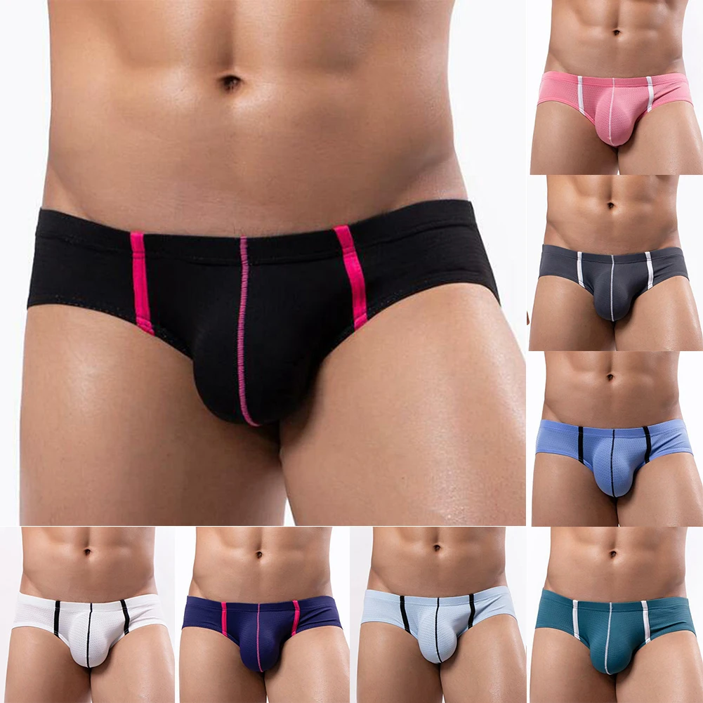 

Mens Sexy Soft Briefs Breathable Bikini Mesh Underwear Thong Bulge Pouch Underpants Low Waist Panties Male Comfortable Lingeries