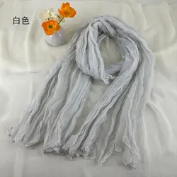 Women's Soft Breathable Cotton Linen Scarf - Retro Bohemian Pleated Wrap, Solid Color, Multi - Color Options (1)