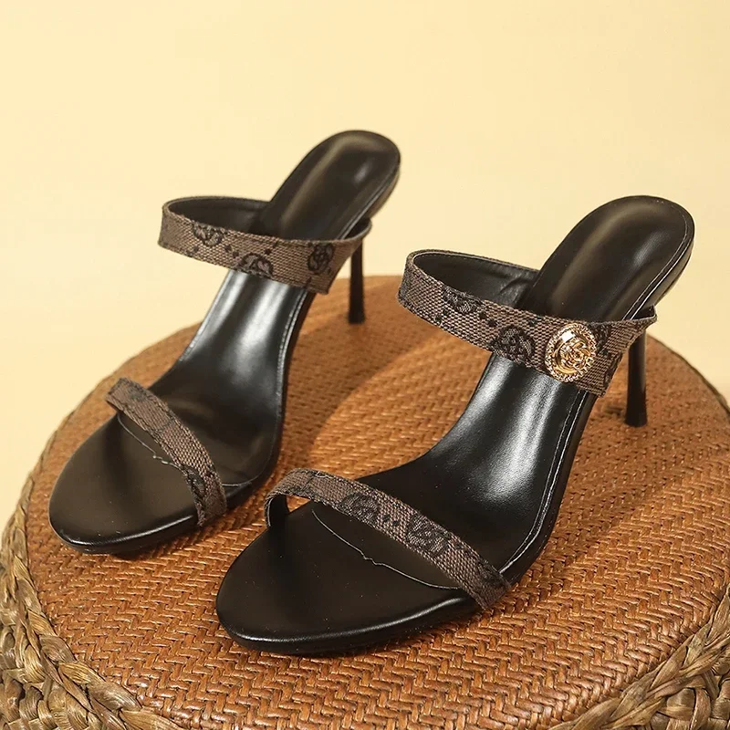 Flower Embroidery Stiletto Heel Women Sandals High Heels