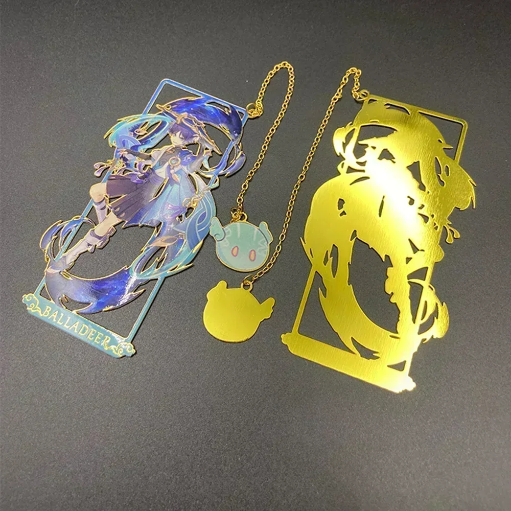 Navia Furina Neuvillette Genshin Impact Nahida Xiao Alhaitham Wanderer Zhongli Anime Hollowed Out Metal Bookmark Collection Gift