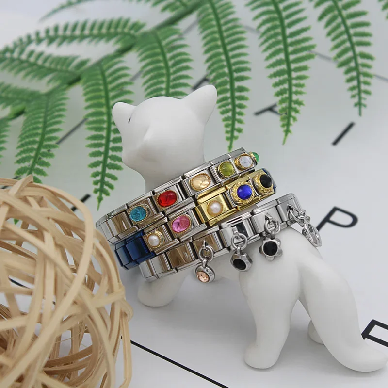 Charm bracelet Hapiship 9mm width original daisy blue pink orange rhinestone high-end charm fit bracelet stainless steel jewelry making DJ004