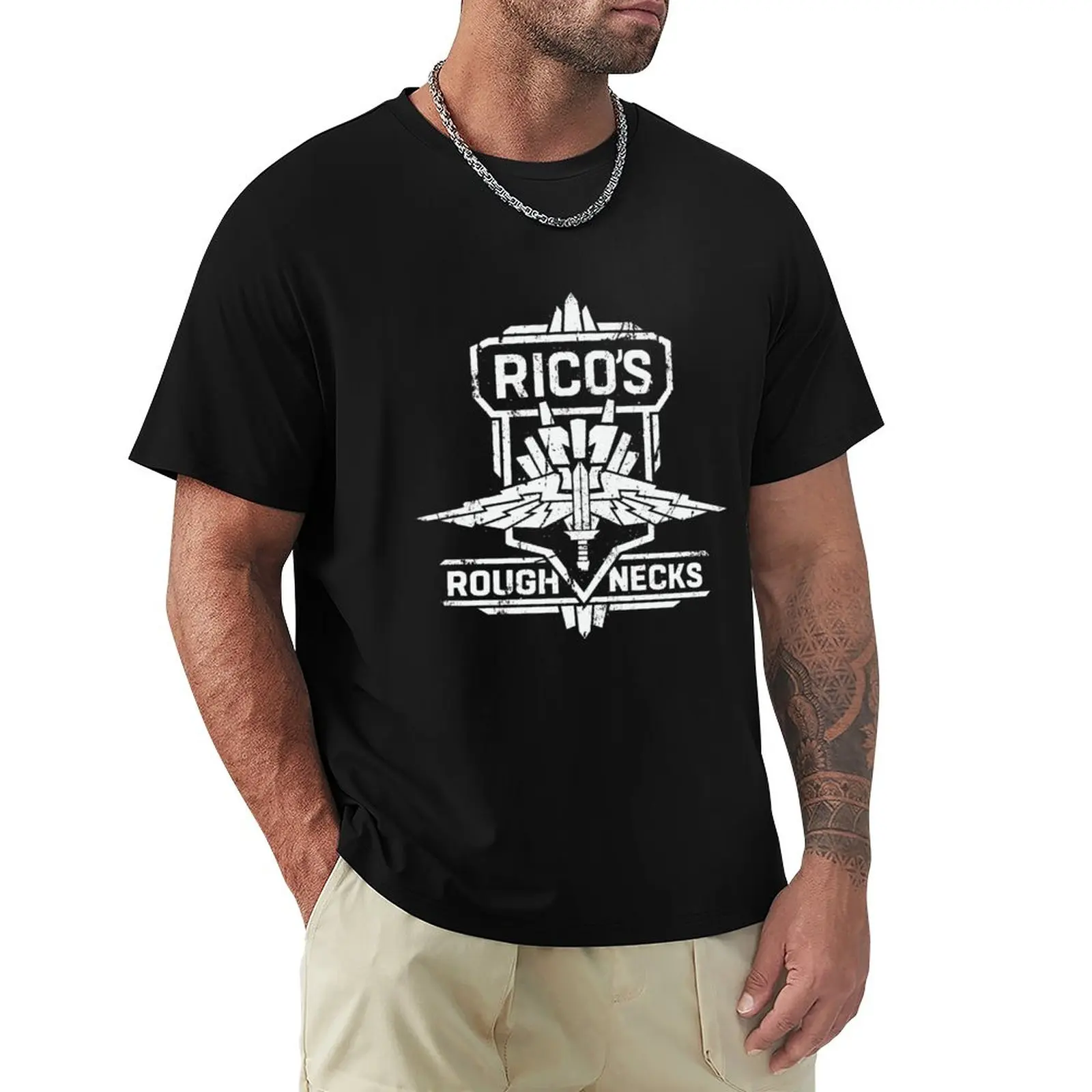 

RICO'S ROUGHNECKS - White T-Shirt graphics heavyweights summer clothes T-shirt men