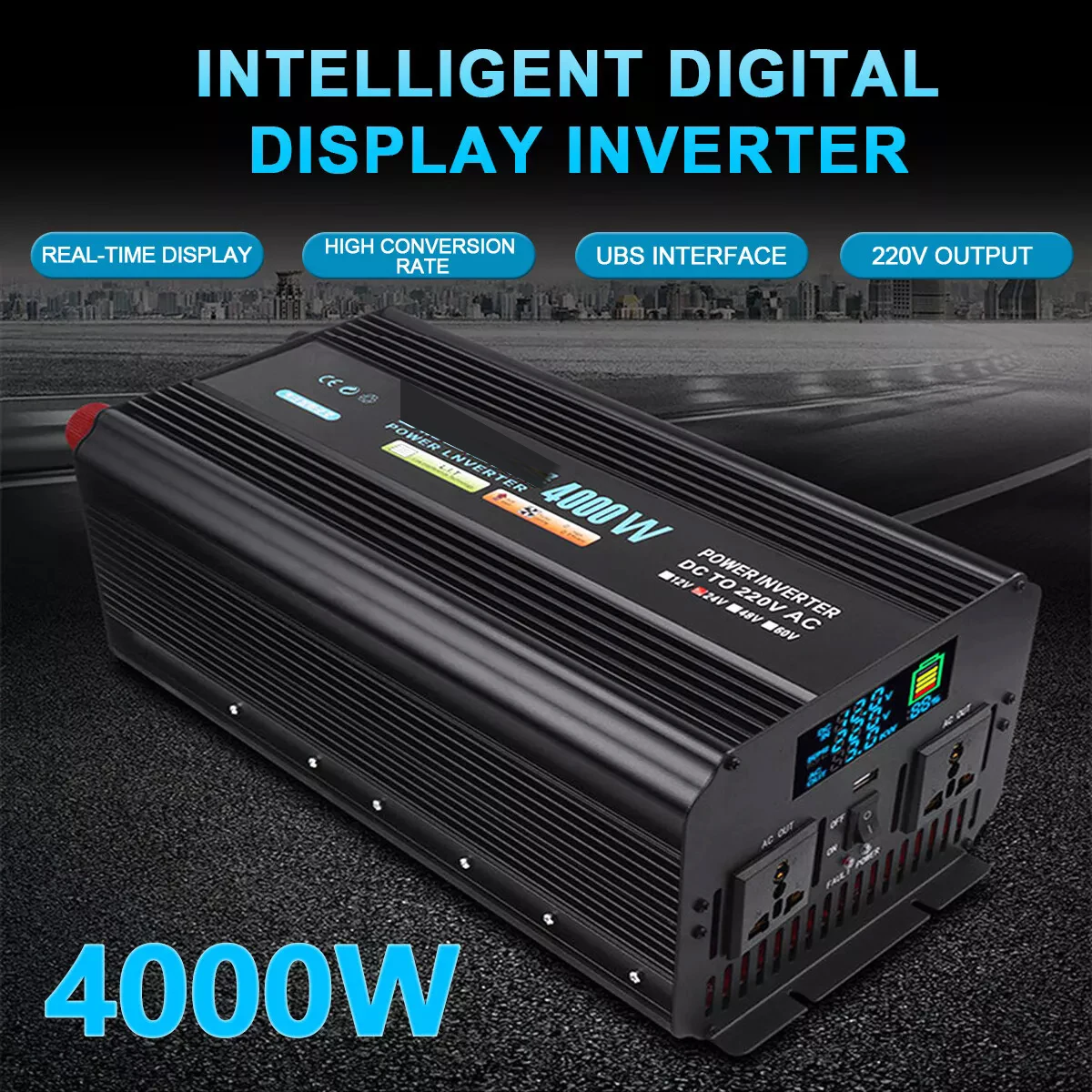 8000W Peak 4000W 12V to 240V SINE WAVE POWER INVERTER CONVERTER LCD USB