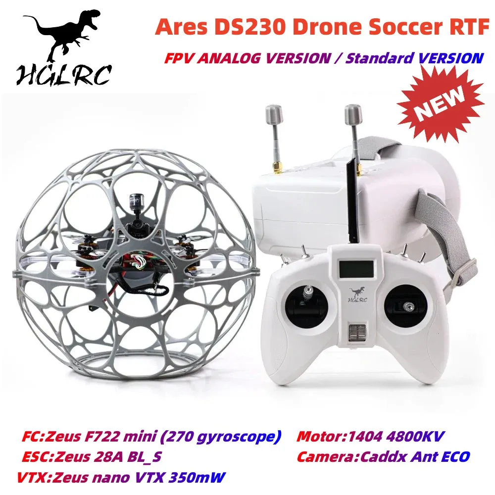 

HGLRC Ares DS230 Drone Soccer RTF FPV Analog version with Remote Controller FPV Video Goggles for beginners RC FPV Quadcopter