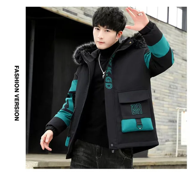 Winter cotton jacket men's thick warm men's cotton jacket loose winter jacket youth down cotton jacket fashionable cotton jacket 22