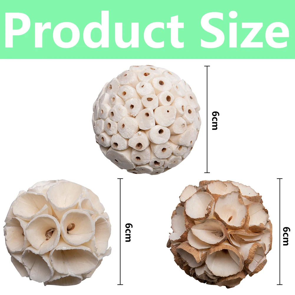 6 Pcs Natural Birds Toys Chew Sola Balls Bird Foraging Toys Parrot Chew Bird Teeth Grinding Shredding Foraging Toy Pets