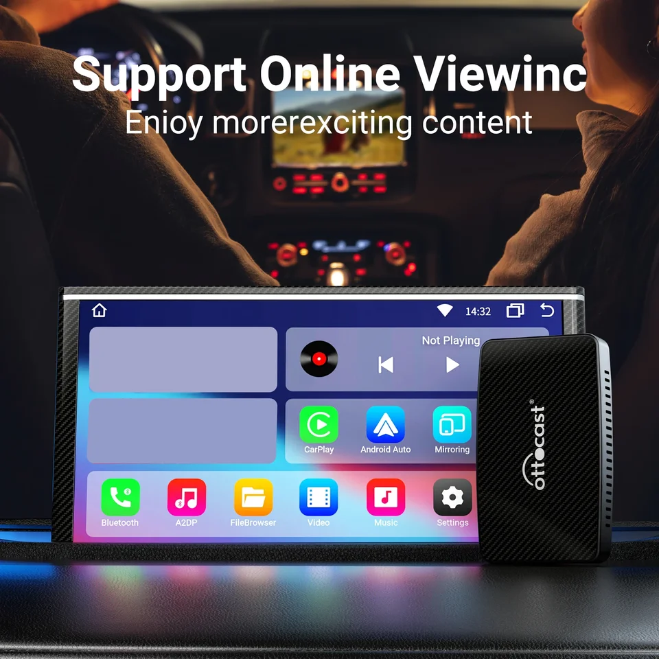 OTTOCAST Play2Video Pro - Adattatore Wireless CarPlay & Android Auto Con YouTube/Netflix - Foto 8