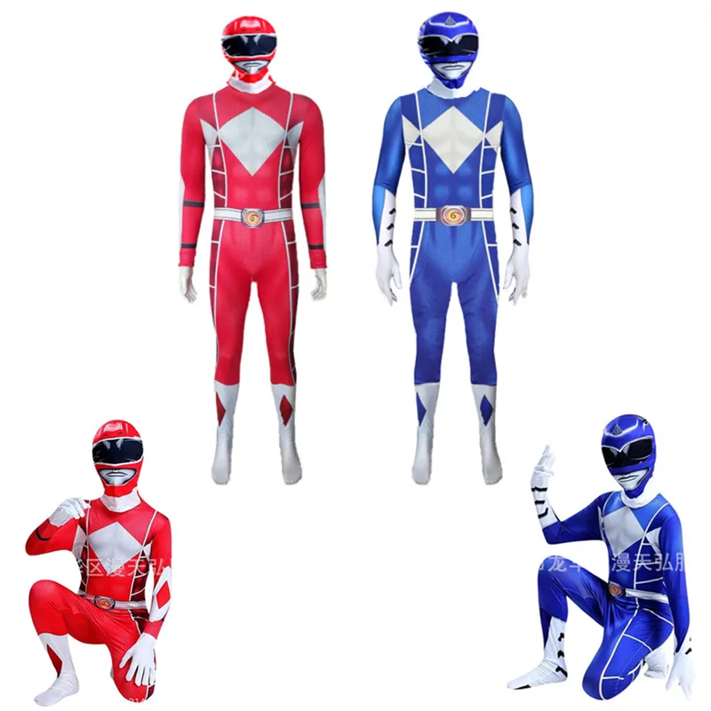 New Kids Boys Mystic Force Red Rangers Party Samurai Cosplay Mighty Morphin Powerzentai Costume Carnival Halloween Suit Tuta