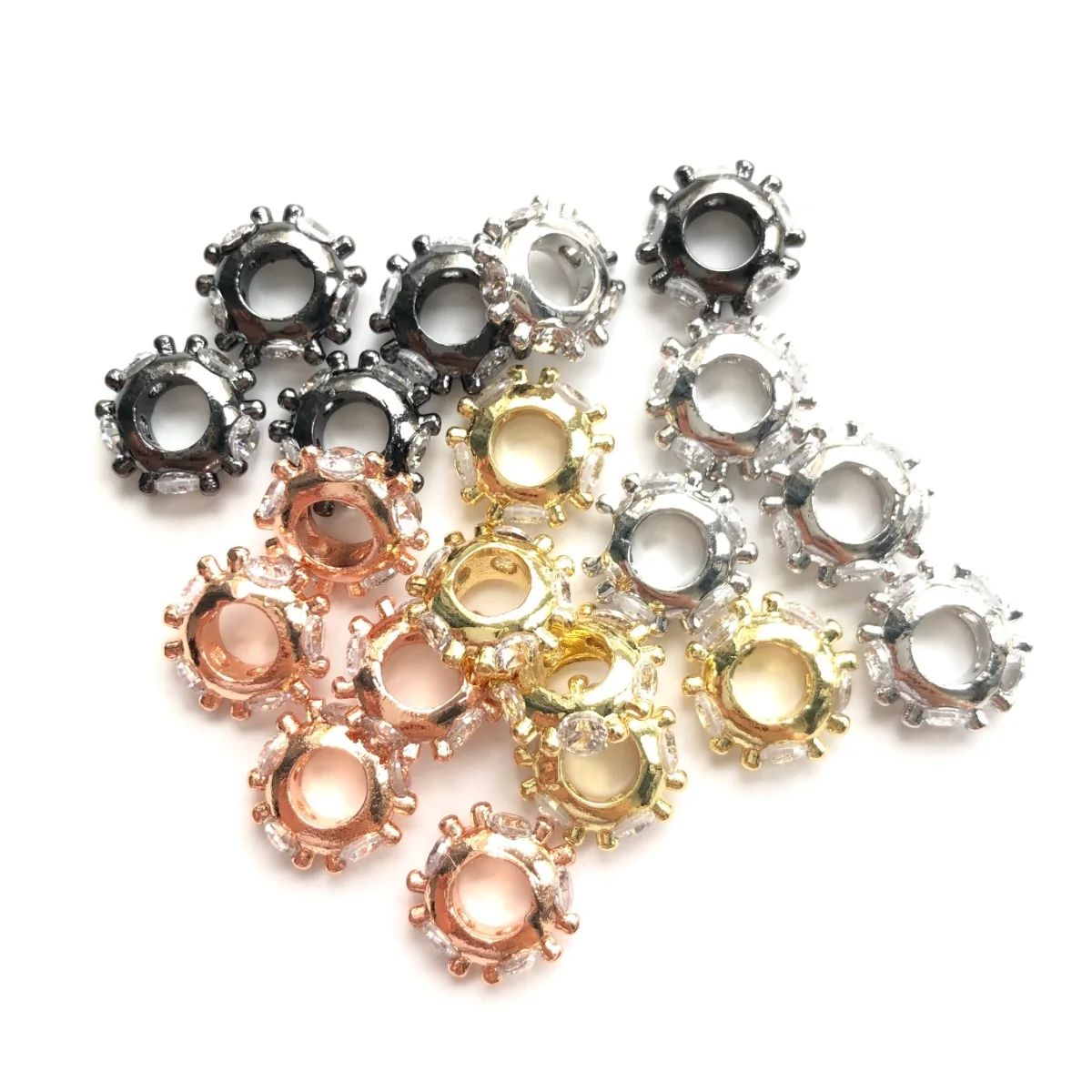 20 teile/los 10mm Rad Spacer Perlen für Frauen Schmuck Armband Machen Zirkonia Micro Pflastern Halskette Zubehör Versorgung DIY Groß