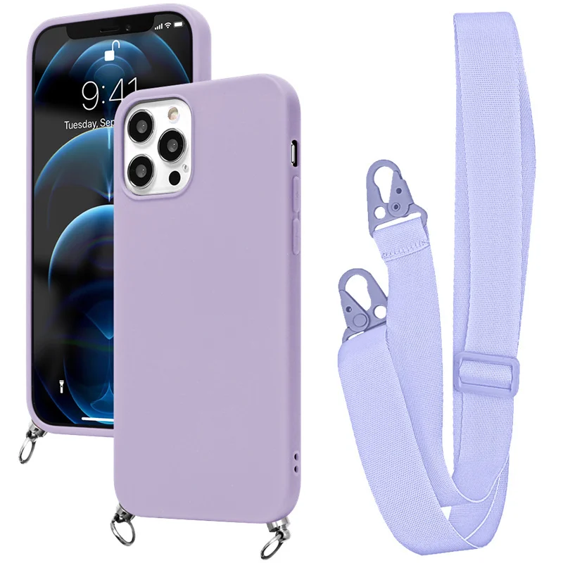 Crossbody Strap Cord Chain Silicone Phone Case with Lanyard Attachment
