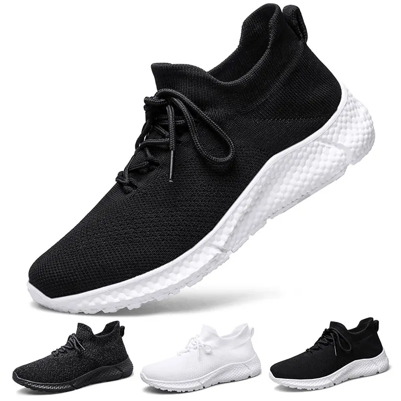 Men Sneakers Low Top Casual Shoes Outdoor Lightweight Breathable Training Shoes Lace Up Summer Mesh Sock Shoes Plus Size 39-45