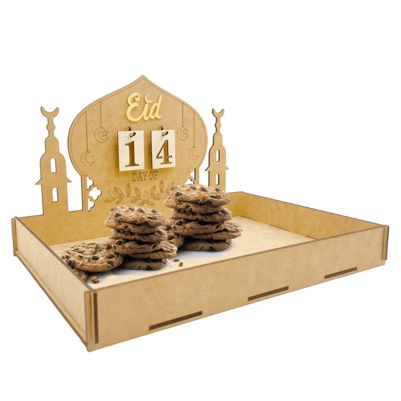 Eidmubarak Ramadans Countdown -Kalender Crafts Dekorationen Lebensmittelschale Zugang für Küche Esstisch Party Dekorationen B03E