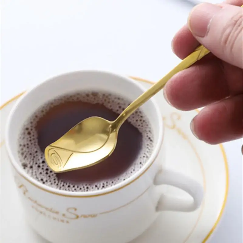 

Long Handle Teaspoon Stainless Steel Rose Mixing Spoon Unusual Teaspoons For Dessert Honey Salad Tea Coffee Spoons New Year Gift