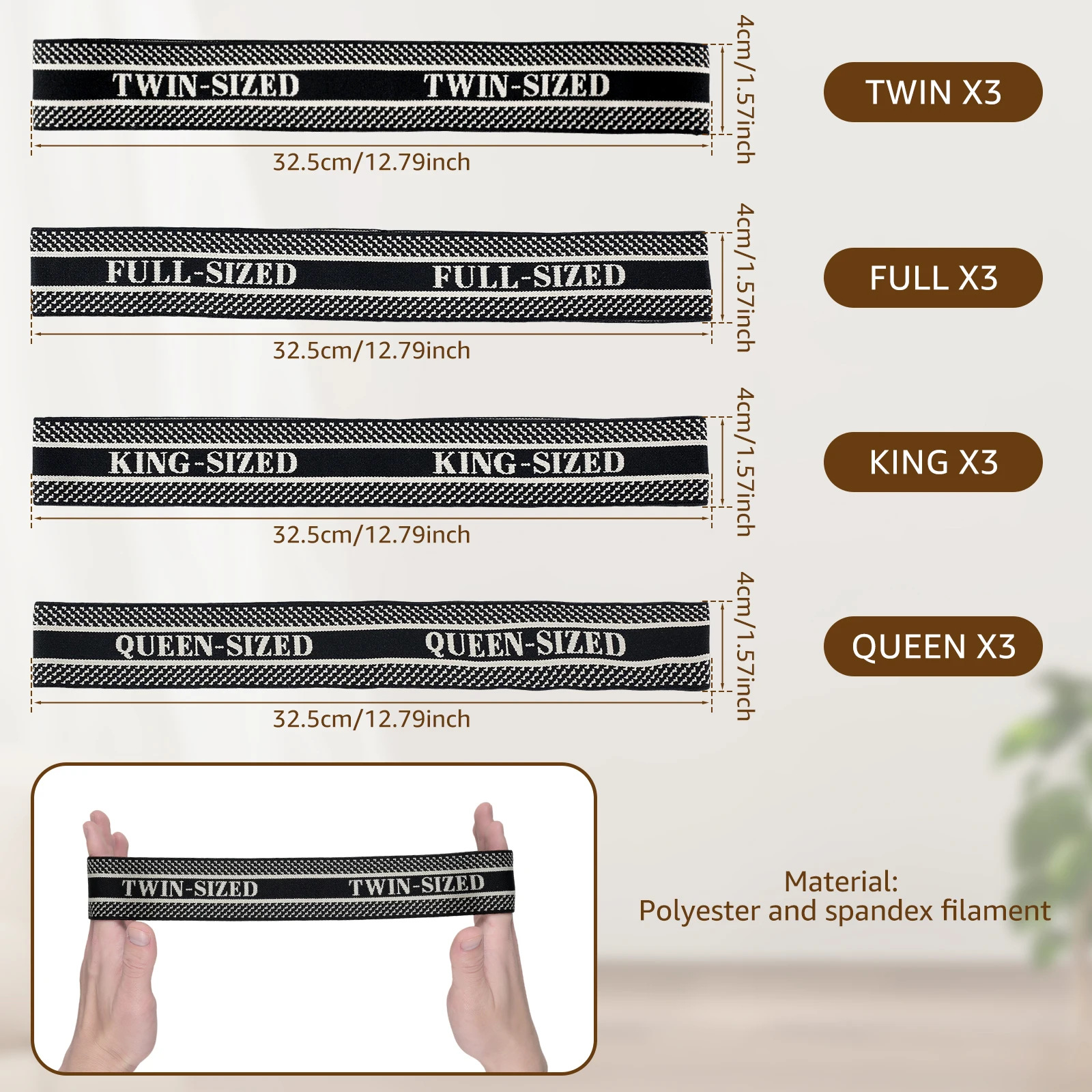 12Pcs Bed Sheet Organizer Bands Set Elastic Bedding Straps King Queen Full Twin Labels Bed Sheet Organizer Straps Portable