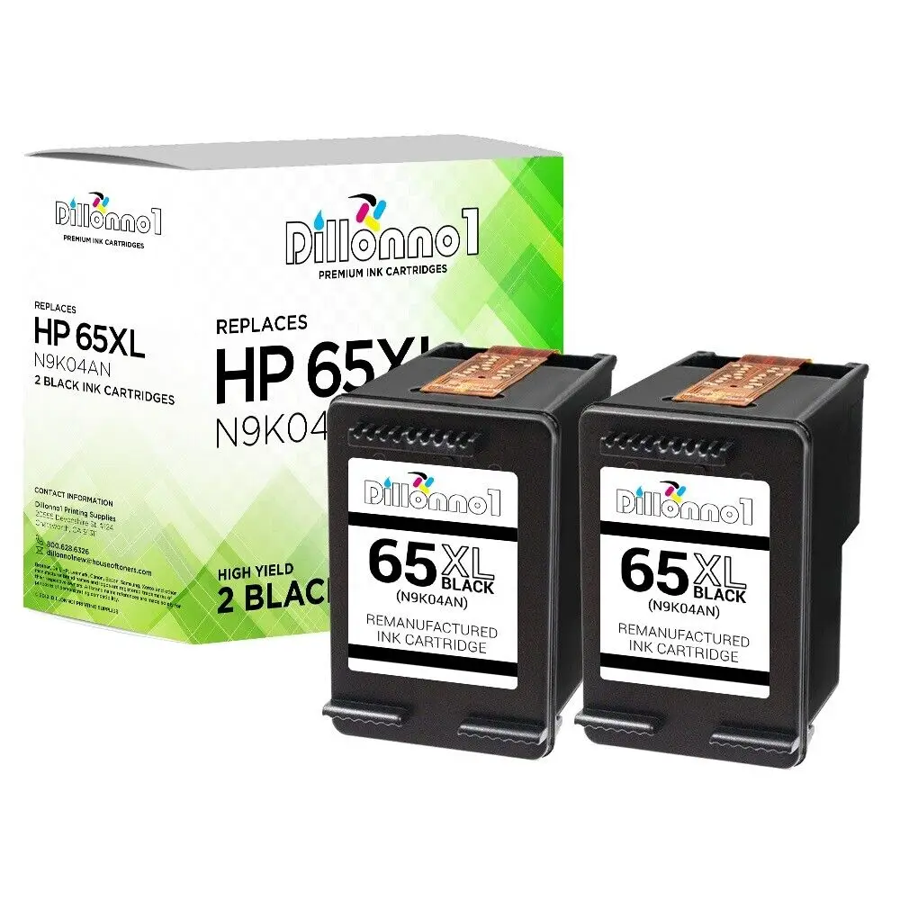Rigenerato 2Pk Hp 65Xl Nero Per Deskjet 2600 Serie 3700 Envy 5000 Series