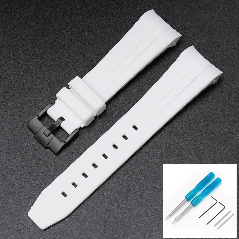 Premium Rubber Strap with Stainless Steel Buckle - 22mm Curved Interface Watch Band