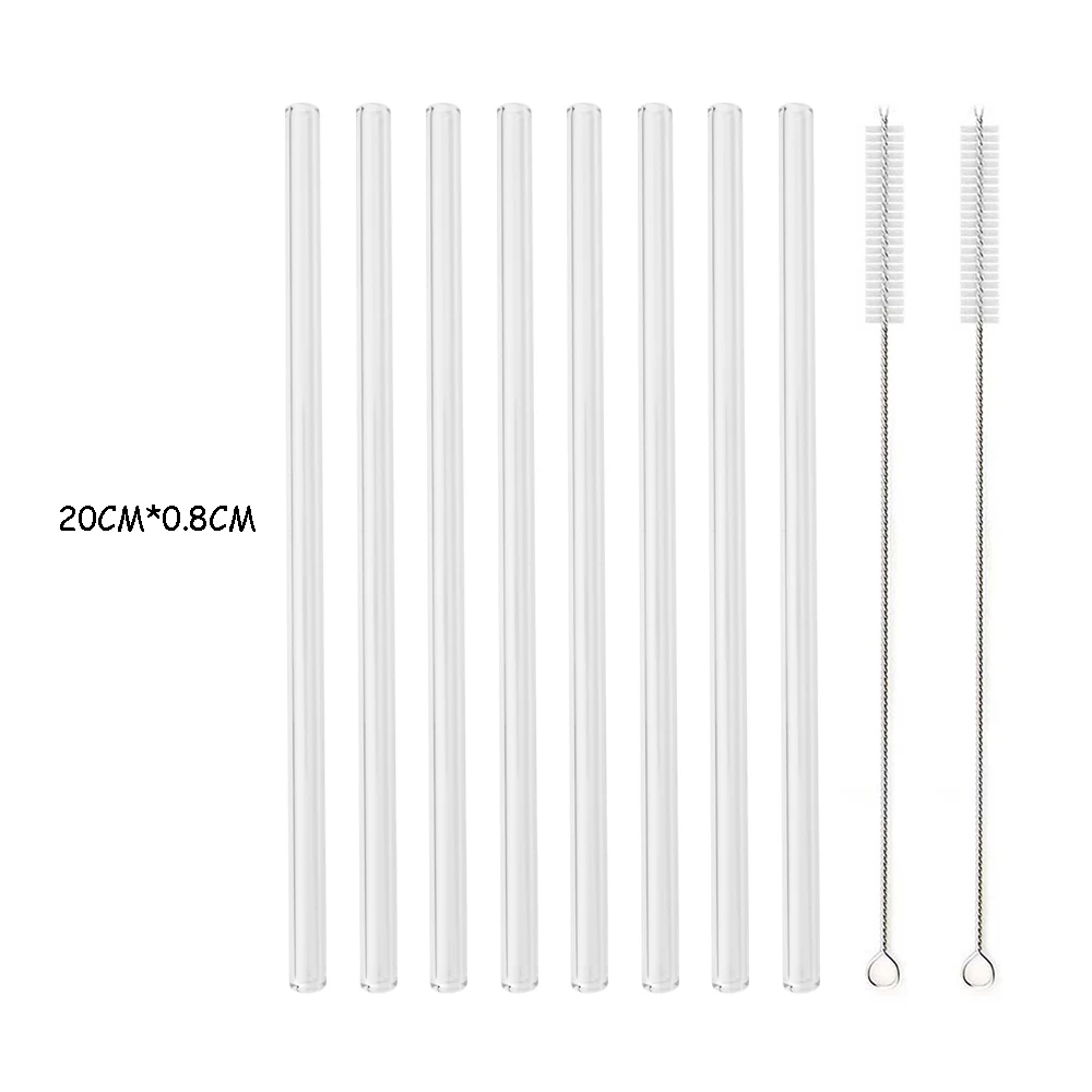 Eco-Friendly Reusable Glass Straw Set with Cleaning Brush