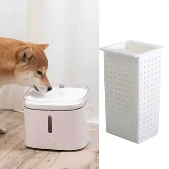 물 흐름 조절 가능한 고양이 물 디펜서 필터, 플라스틱 스폰지 필터 요소, 흰색 애완 동물 식수 분수 필터