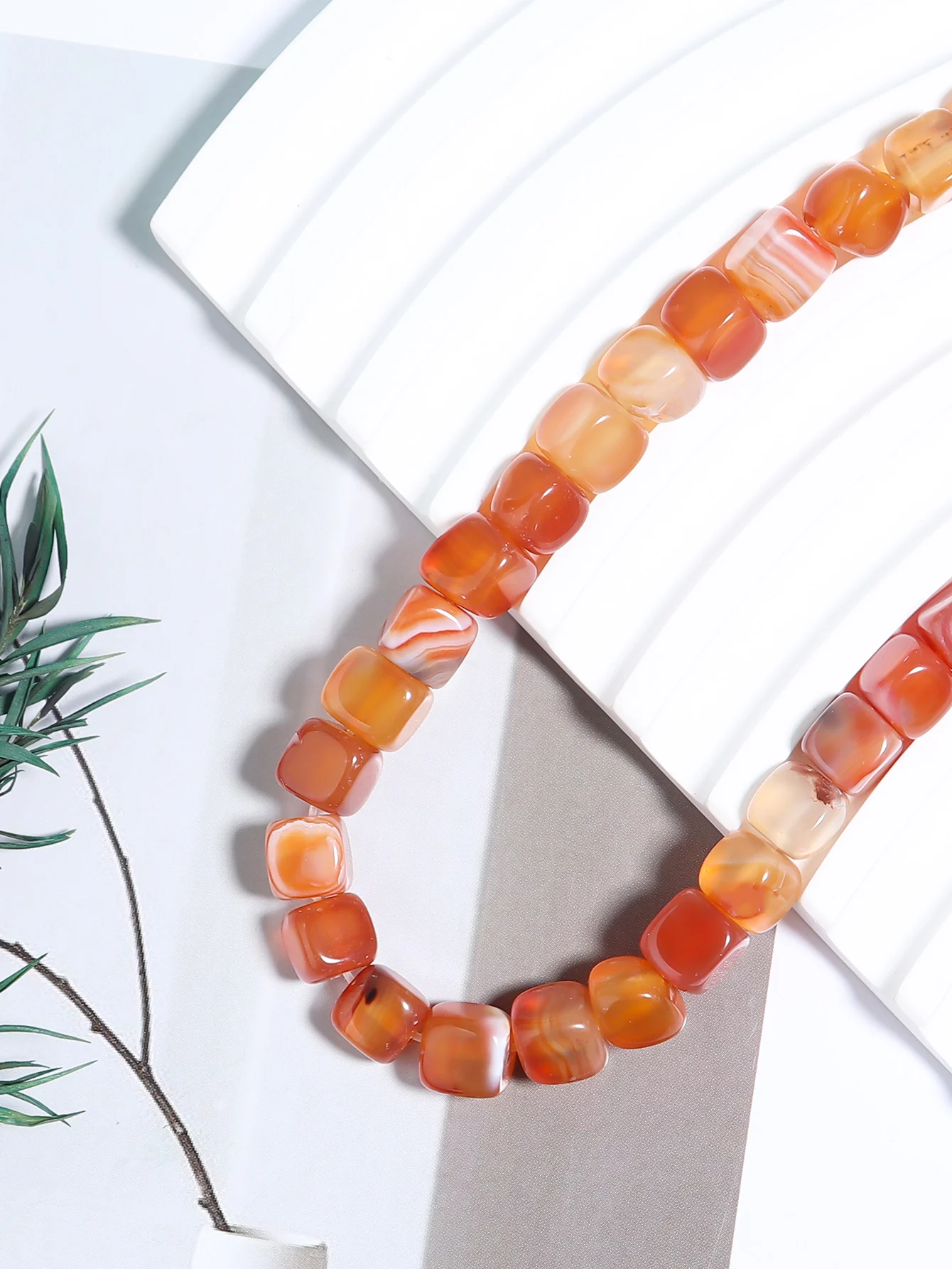 

Rttooas Natural Stone New Product Orange Square Agate Beads Loose Spacer Beads Dream Healing Making DIY Accessories 8mm