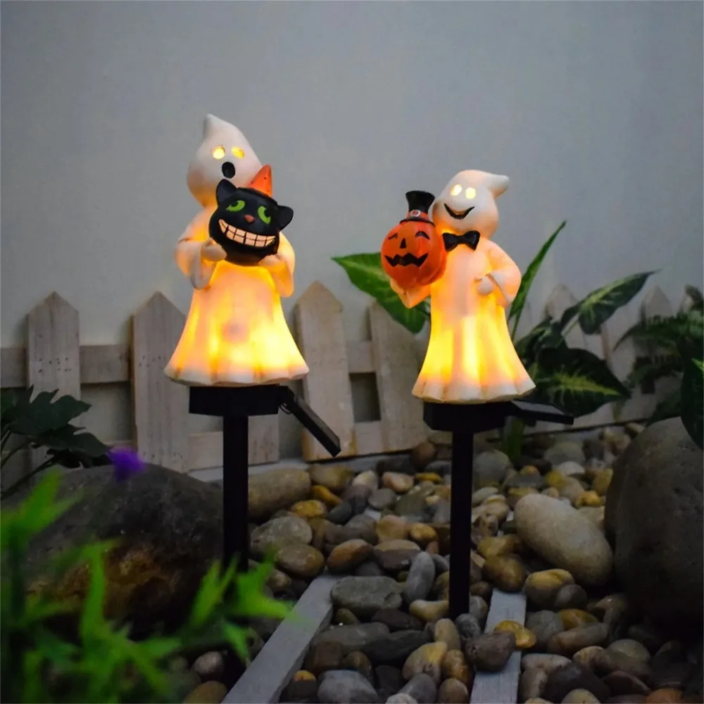 Solar Powered Fest Ghost Lamp Outdoor Lights Halloween Ghost Solar Energy Charge Lamp Waterproof Witch String Light