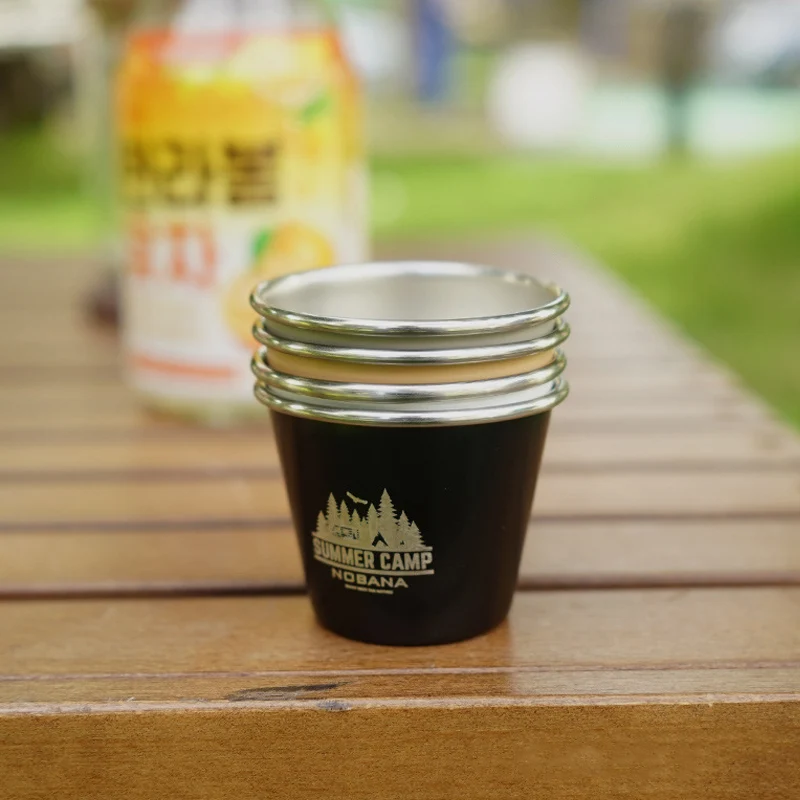 Outdoor Small Wine Cups, Stainless Steel Barbecue Beer Cup, Camping Picnic Portable Wine Glasses, 4 Pcs 4