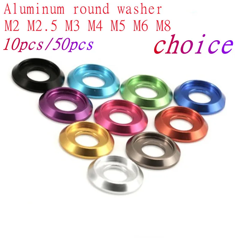 M2 M2.5 M3 M4 M5 M6 M8 colourful Aluminum cup head washer for button head screw 10pcs-50pcs,aluminum washers