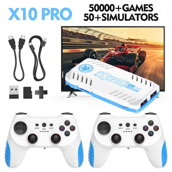 Nuova console di gioco TV 128G integrata 50000 giochi retrò 50 emulatori Videojuegos Console Dual Wireless Gamepad X10 Pro Game Stick 4K 1