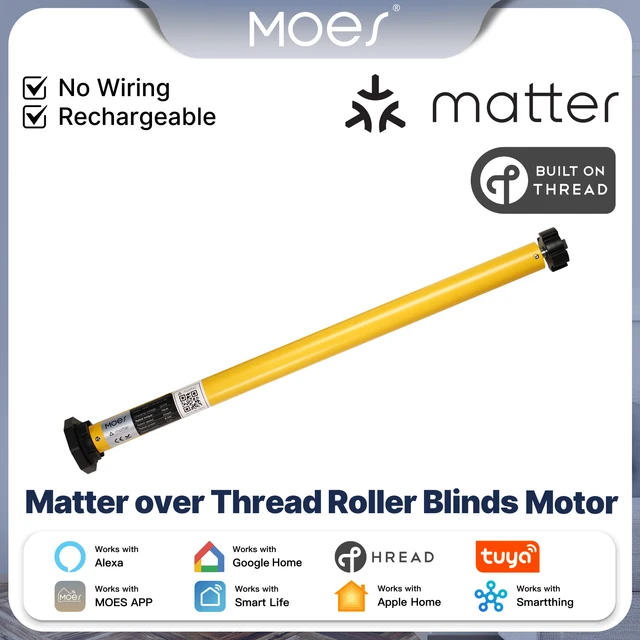 มอเตอร์ม่านม้วนอัตโนมัติ MOES Tuya Smart Matter Over Thread สำหรับรางขนาด 38 มม. รองรับ Alexa, Google Home และ Homekit 1