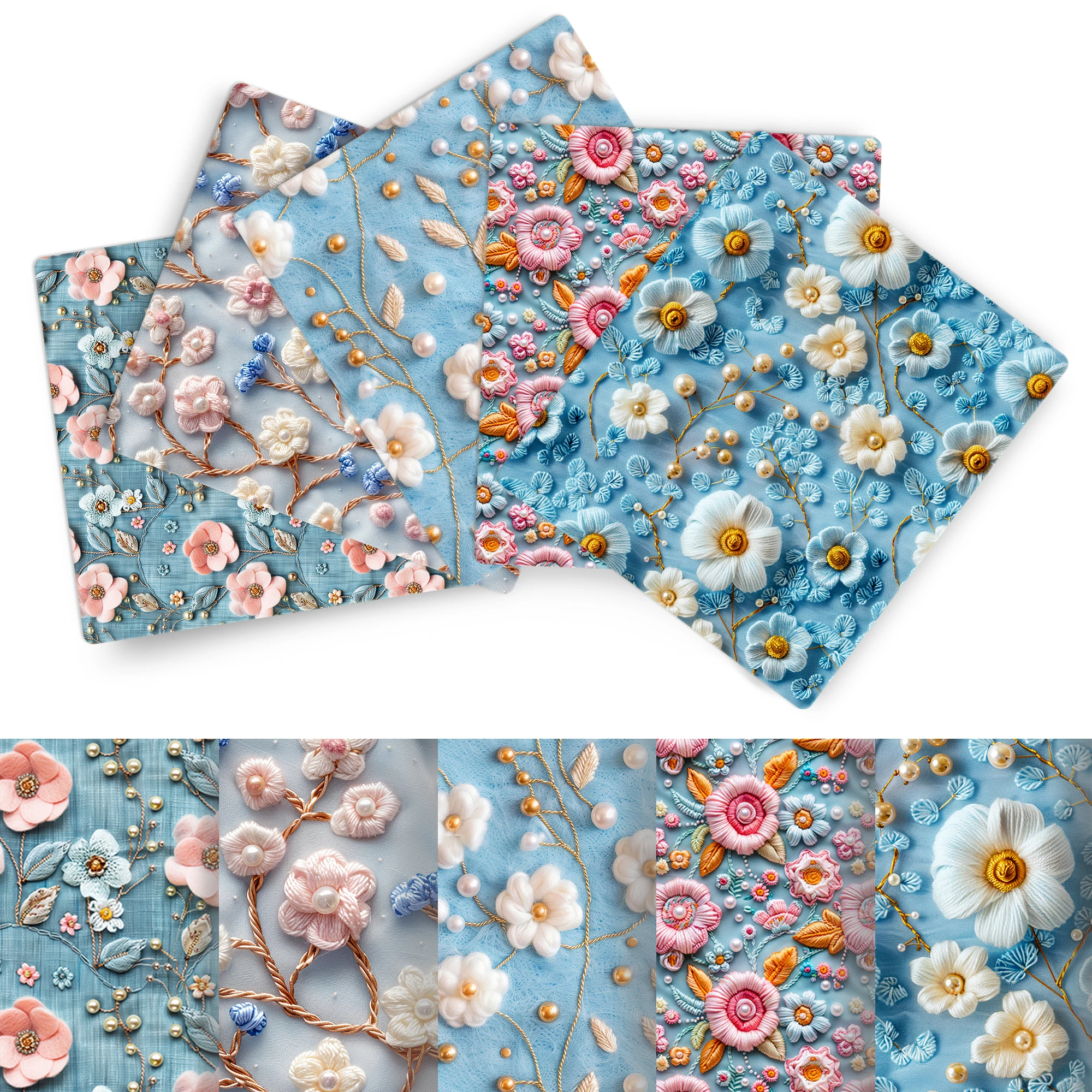 패치워크 블루 플라워 폴리에스터 코튼 원단, 조직 바느질 퀼팅 원단 바느질 재료, DIY 수제, 50x145cm 