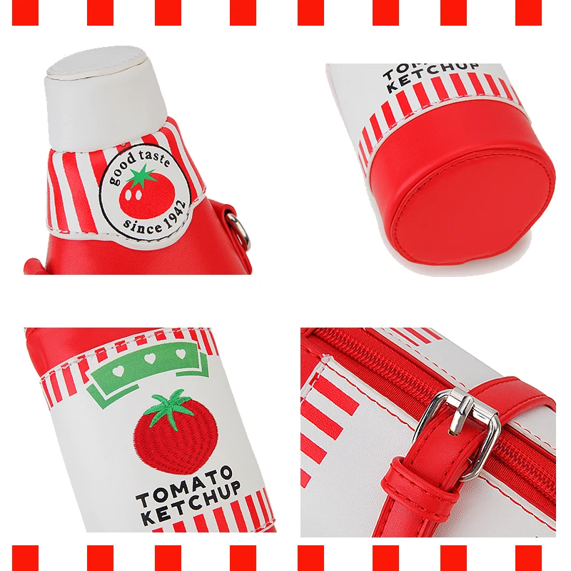 Fun Tomato Ketchup Bottle Design Ladies Shoulder Bag for Girl Novelty Chain Party Purse Bag Women Daily Handbag Cute Red Clutch 3
