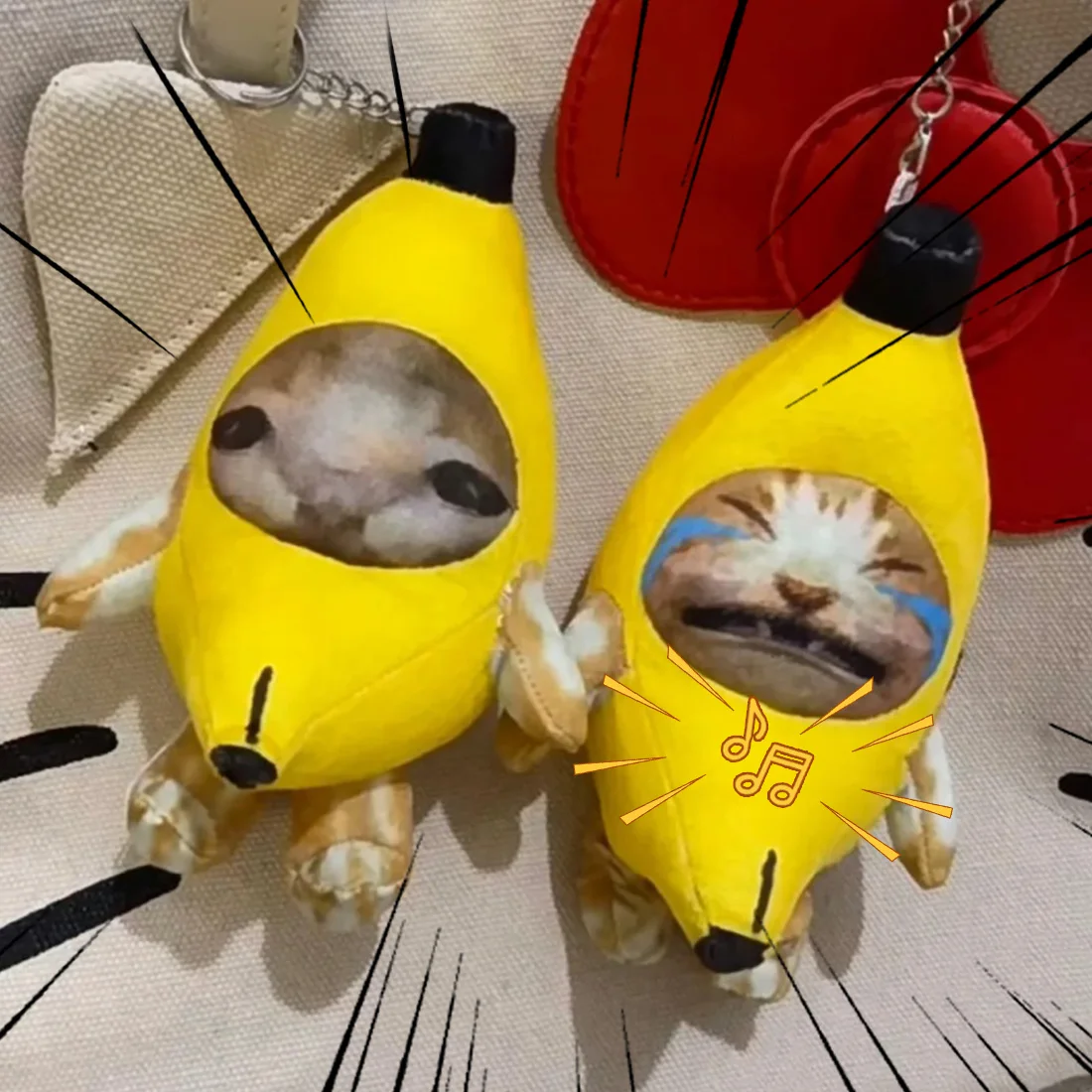 plush toys Crying Banana Cat Plush Pendant Cute Banana Cat Doll With Sound Keychain Car Bag Funny Pendant Kids Classmate Gifts