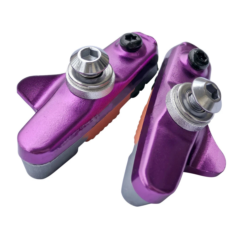 

1pair Bicycle C Brake Pad MTB Road Bike Aluminum Alloy Three-color Brake Pad Brake Parts Replacements