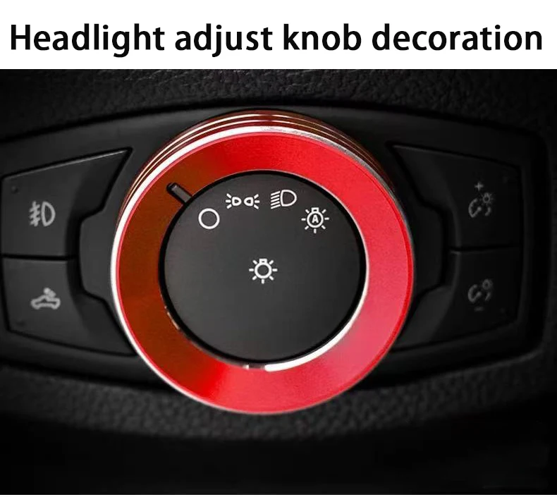 Auto Scheinwerfer Einstellung Knopf Dekoration Ring Für Ford Mustang F150 Focus Escape Fusion Taurus Innen Zubehör Trim Abdeckung – Detail 1
