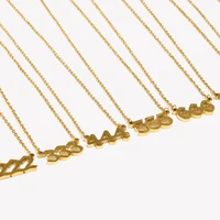 E.B.belle Christmas Gift For Ladies Stainless Steel Classicial Lucky Number Gold Plated Necklace For Women Angel Number Jewelry