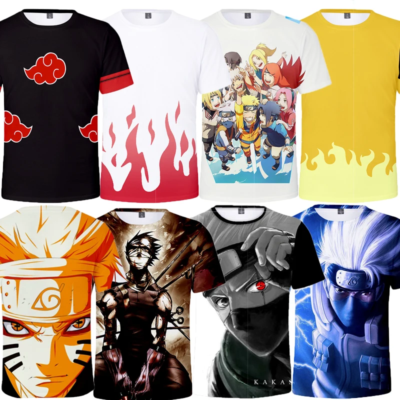 

Anime Naruto Manga T-shirts Kakashi Hatake Black T Shirt Men Women Casual Gothic Hip Hop Short Sleeve Streetwear Tops Tees