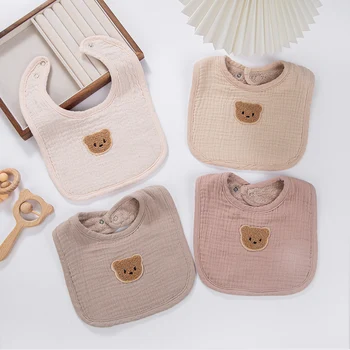 Simpatico orso mussola di cotone bavaglini per bambini asciugamano saliva tasche protettive a U bambini coreani bambini ragazzi ragazze bandane alimentazione vestiti per ruttini