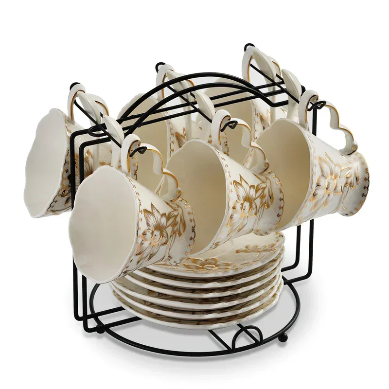 Ceramic Coffee Cup and Saucer Holder Spoon Set Bone China